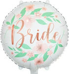 Balloon Foil Marriage Round White Bride Φλοράλ 45cm