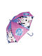 Kids Curved Handle Auto-Open Umbrella with Diameter 48cm Pink