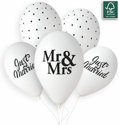 Ballon Latex Weiß Just Married Mr & Mrs 33cm