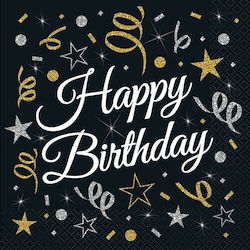 Happy Birthday Servietten Schwarz 20Stück Happy Birthday Servietten Schwarz 20Stück