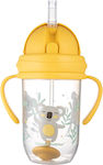 Canpol Babies Παιδικό Ποτηράκι με Λαβές και Καλαμάκι "Non Spill" από Πλαστικό Κίτρινο 270ml για 6m+