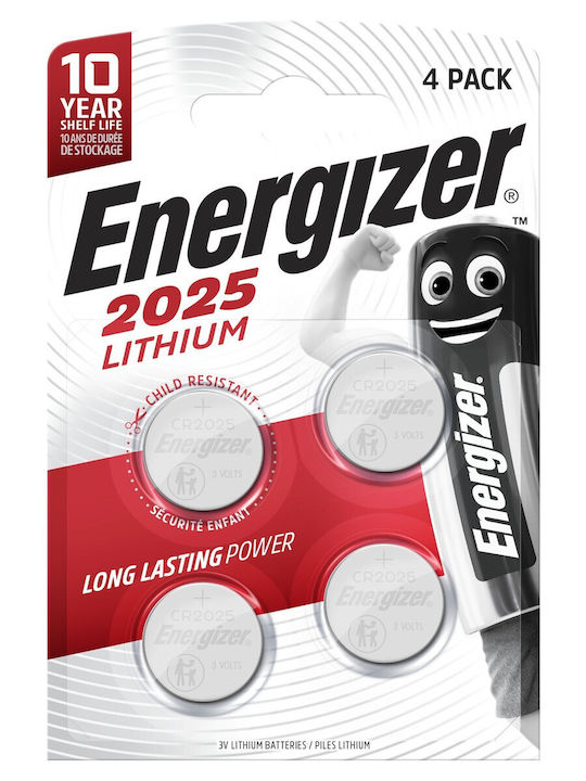 Energizer Μπαταρίες Λιθίου Ρολογιών CR2025 3V 4τμχ