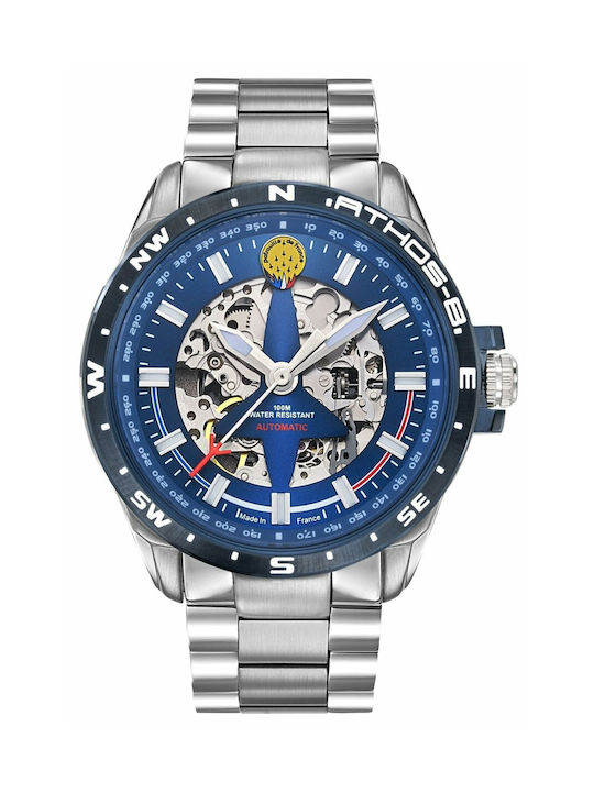 Patrouille De France Athos 8 Automatic Watch with Metal Bracelet Silver