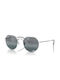 Ray Ban Jack Sunglasses with Silver Metal Frame and Blue Polarized Mirror Lens RB3565 9242G6