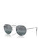 Ray Ban Jack Sonnenbrillen mit Silber Rahmen und Blau Polarisiert Spiegel Linse RB3565 9242G6