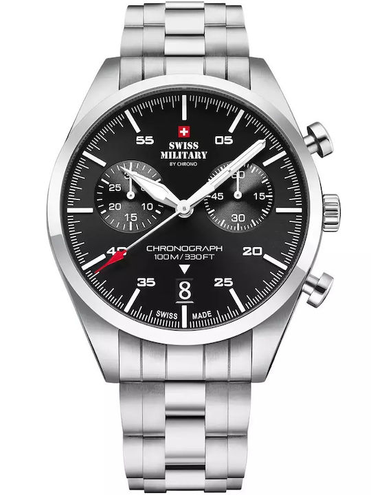 Swiss Military by Chrono Men's Watch 43mm Chronograph Battery with Silver Metal Bracelet