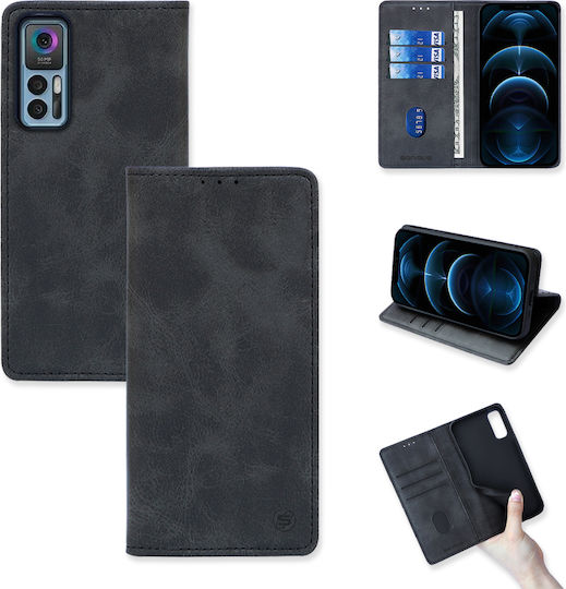 Sonique Vintage Wallet Piele artificială Negru (TCL 30 / 30+ / 30 5G - TCL 30 / 30+ / 30 5G)