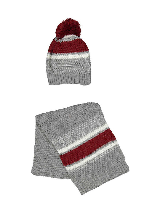 Kinder Mütze Set Gestrickt Gray