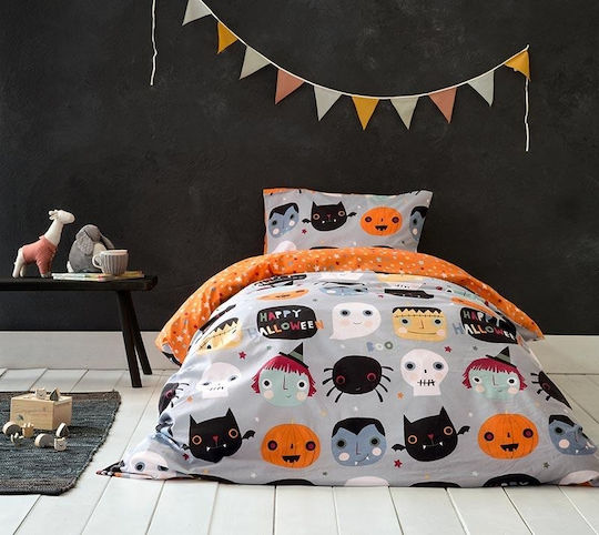 Nima Детско покривало Единично Happy Halloween Сив 160x240cm
