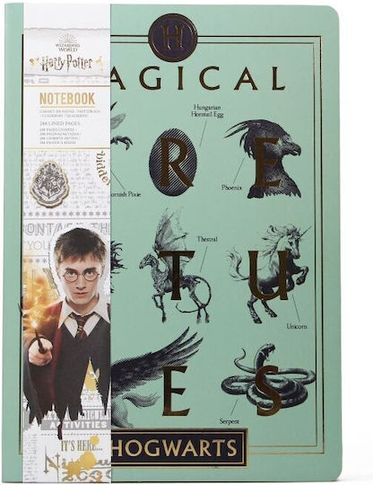 Half Moon Bay Harry Potter Magical Creatures Σημειωματάριο A5 144 Φύλλων Ριγέ Τιρκουάζ
