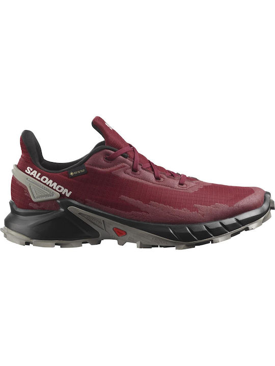 Salomon Alphacross 4 Gtx Men's Trail Running Sport Shoes Waterproof Gore-Tex Membrane Biking Red / Black / Frost Gray