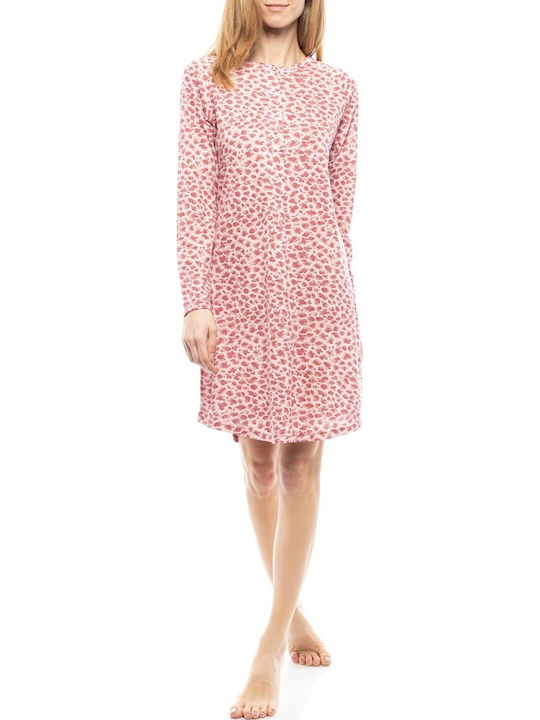 Pink Label Winter Damen Nachthemd Rosa