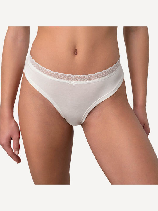 Femeie Slip cu Dantelă Cream
