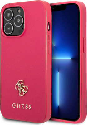 Guess Saffiano Small 4G Umschlag Rückseite Kunststoff Rosa (iPhone 13 Pro) GUHCP13LPS4MF