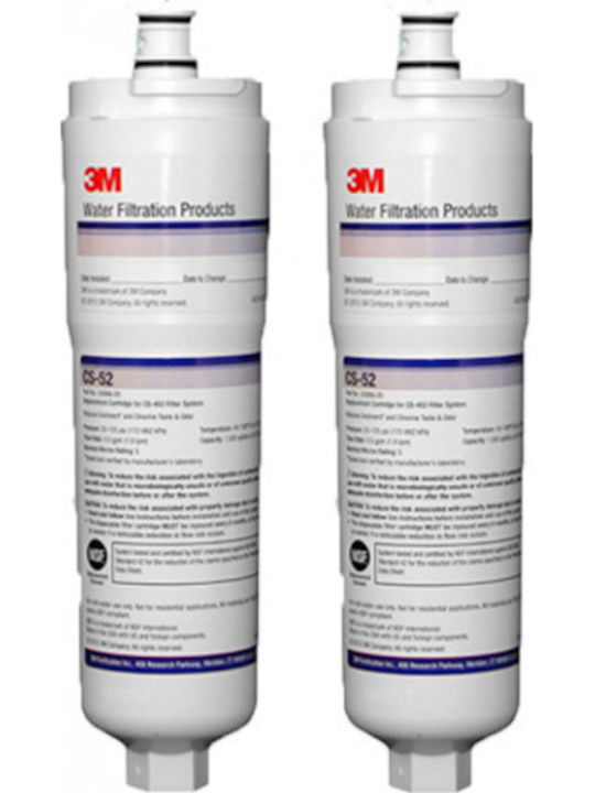3M CS-52 Activated Carbon Internal Replacement Water Filter for AEG / Ariston / Bosch / Indesit / Neff / Pitsos / Siemens / Whirlpool Refrigerator 2pcs