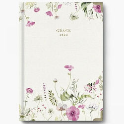 adBook Grace Spring Flowers Zilnic Agenda Aur 2023 14x21cm D