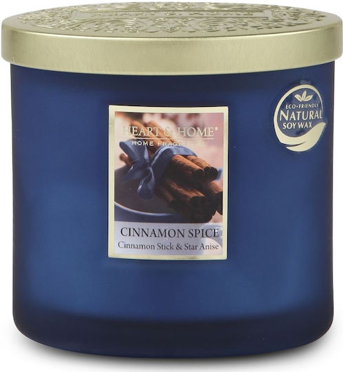 Heart & Home Aromatisches Soja-Kerze Zimt in Gefäß mit Zimt Duft 230gr