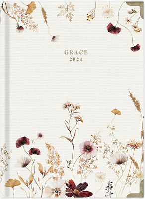 adBook Grace Autumn Flowers Zilnic Agenda 2024 14x21cm B