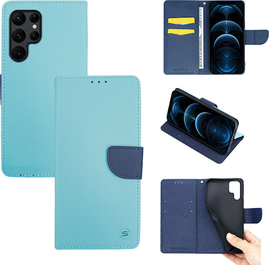 Sonique Trend Wallet Δερματίνης Σιέλ / Σκούρο Μπλε (Galaxy S22 Ultra 5G)