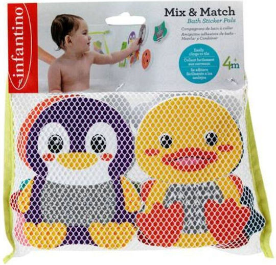 Infantino Mix & Match Bath Sticker Παιχνίδι Μπάνιου για 4+ Μηνών 12τμχ