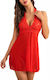 La Lolita Amsterdam Sexy Nightgown with Lace and Transparency Set Babydoll & Underwear Red