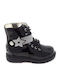 Vernice Kids Boots from Patent Leather with Laces Black