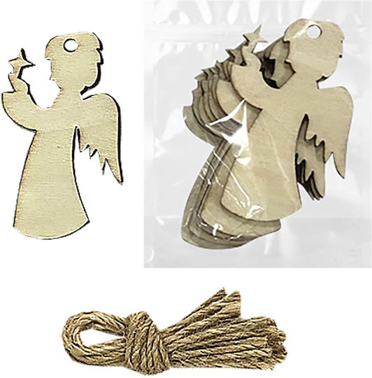 Κρεμαστό Στολίδι Αγγελάκι Ξύλινο Χρυσό 4x7cm