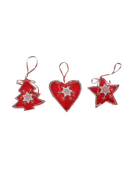 Ornament suspendat Mix Ornamente Roșu 11x11buc Set 3buc
