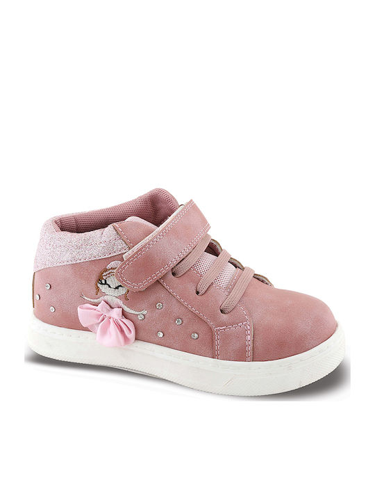 Suede Kinderstiefeletten mit Klettverschluss Rosa