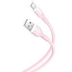 XO NB212 USB 2.0 Cable USB-C male - USB-A male Ροζ 1m (XO-NB212TPK)
