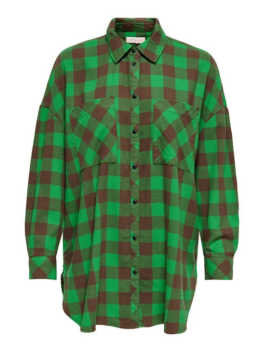 Only Women's Checked Long Sleeve Shirt Green