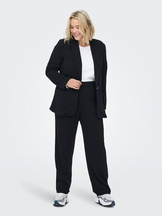 Only Women's High-waisted Fabric Trousers with Elastic Black