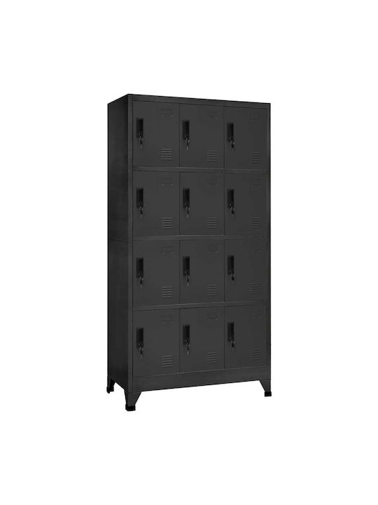 Шкаф Метал с 12 шкафчета Charcoal 90x45x180бр