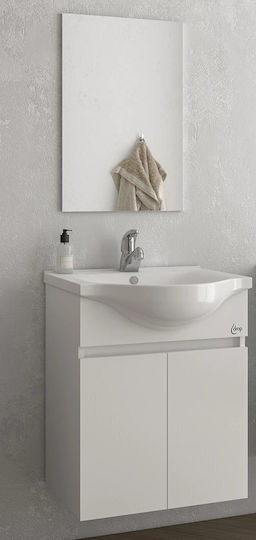 Drop Fiore 55 Blat cu Lavoar & Oglindă L50xW34xH60cm Alb