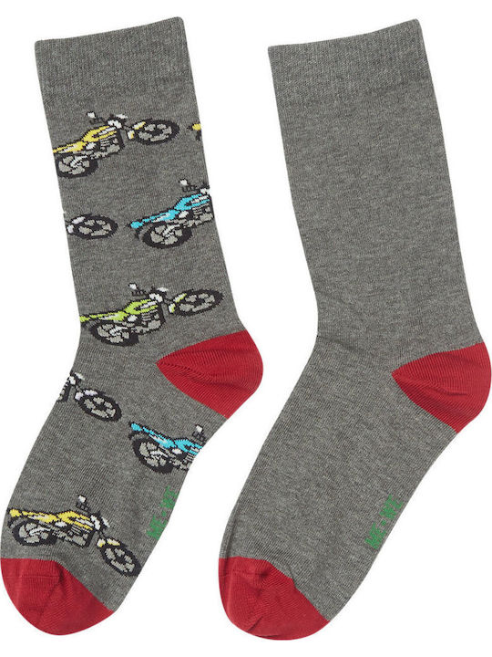 ME-WE Kids' Socks Knee-High Motorbikes Gray 2 Pairs
