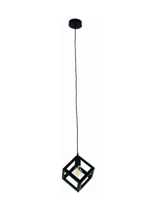 Gallis Cube Hängelampe Schwarz mit Fassung E27 16x16x16cm.