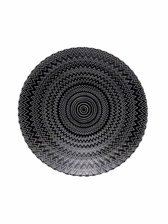 HFA Kaleidoscope Декоративен Поднос Кръгъл Стъклен Черен 1бр x
