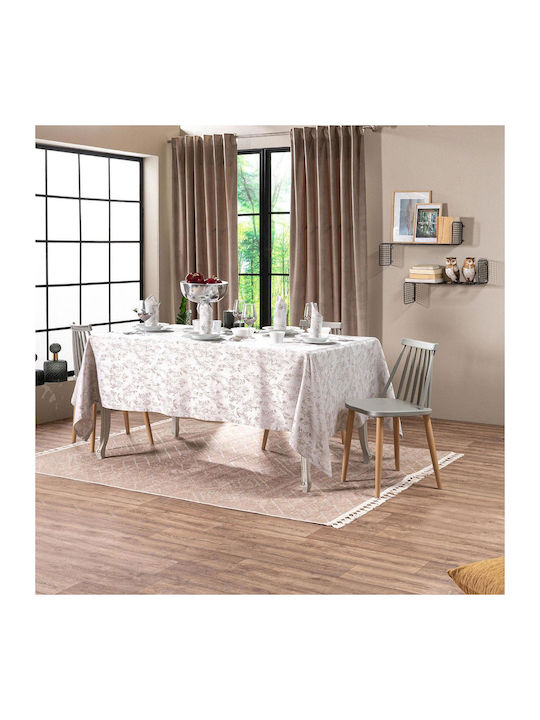 Teoran Ferrand Cotton & Polyester Tablecloth Set 7pcs Beige 140x180cm