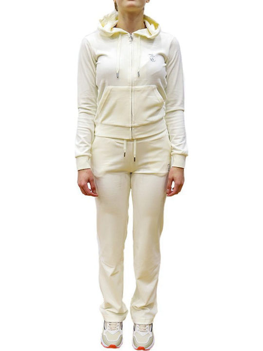 Sweatpants Flared Velvet White