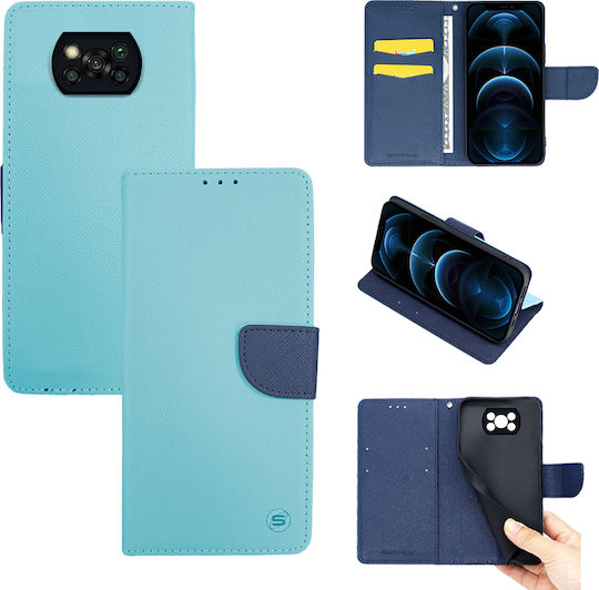 Sonique Trend Wallet Δερματίνης Σιέλ / Σκούρο Μπλε (Poco X3 NFC / X3 Pro)
