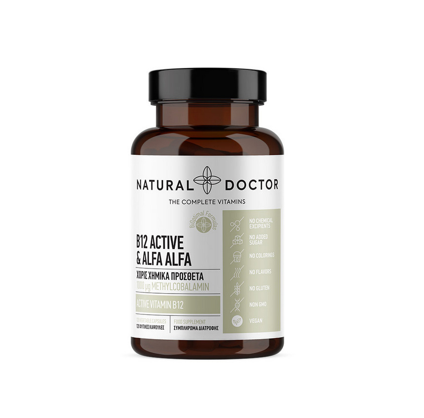 Natural Doctor B12 Active & Alfa Alfa Βιταμίνη για την Υγεία του Νευρικού Συστήματος 120 φυτικές κάψουλες