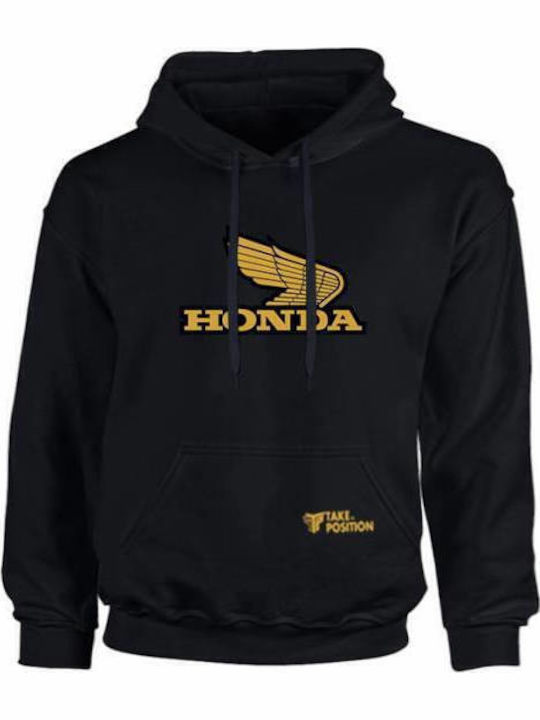 Fleece Kids Sweatshirt with Hood and Pockets Black Honda