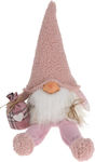 JK Home Decoration Weihnachtliche Stoff Figur Zwerge Rosa Höhe 49cm