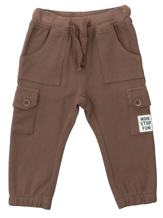 Funky Boys Fabric Cargo Trouser Brown