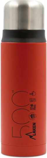 Laken Beverages Recyclable Bottle Thermos Stainless Steel BPA Free 500ml Red with Cap-Cup
