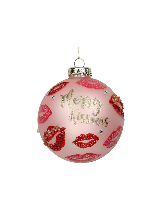 Zaros Christmas Glass Ball Ornament Pink 10x10cm