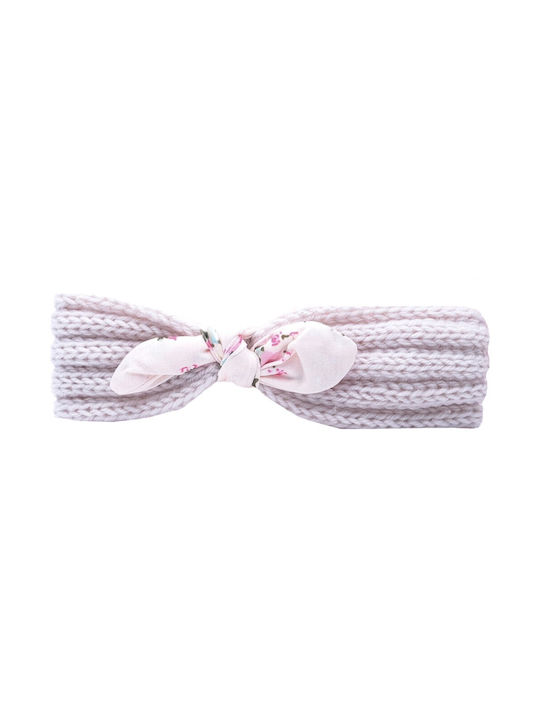 Kids Knitted Hair Band with Detachable Floral Bow Beige