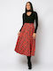 Noobass Midi Envelope Skirt Leopard in Red color