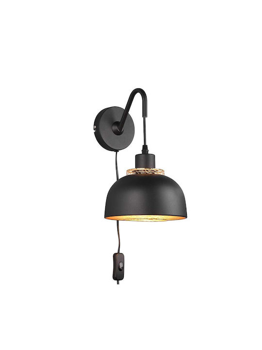 Trio Lighting Punch Φωτιστικό Τοίχου Πρίζας Μαύρο 18x18εκ.