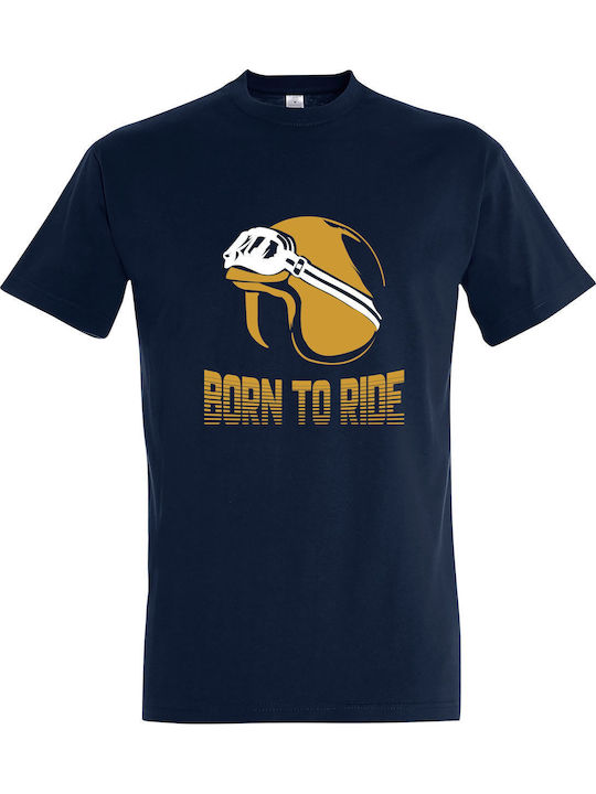 T-shirt Unisex " Born To Ride ", French Navy